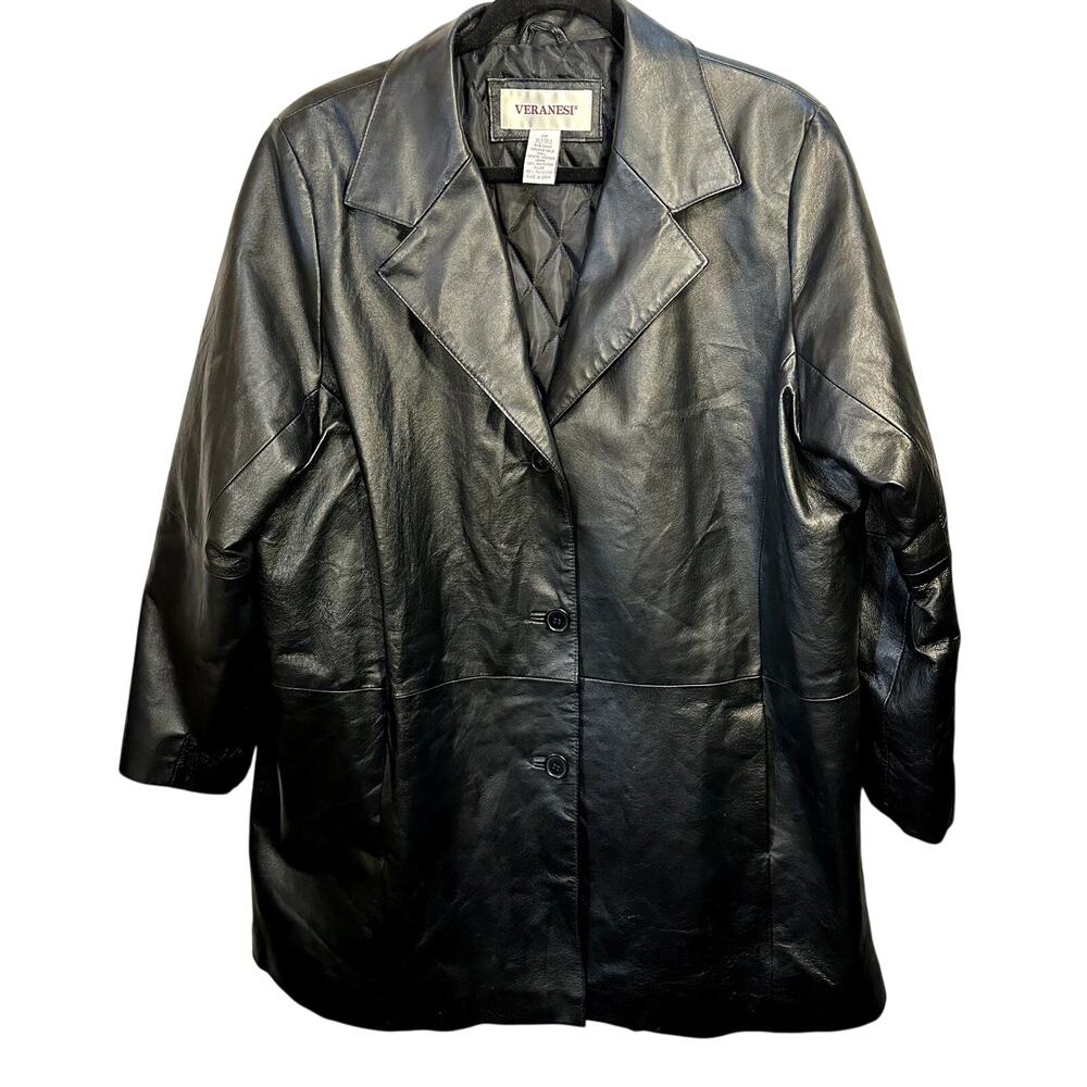 Veranesi Leather Jacket WMN Plus SZ 20W Soft Blazer Classic Minimalist Chic Edgy